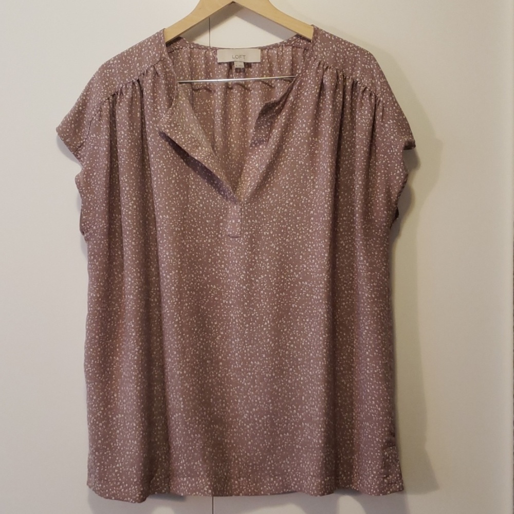 Loft Flowy Mauve Printed Top, XL